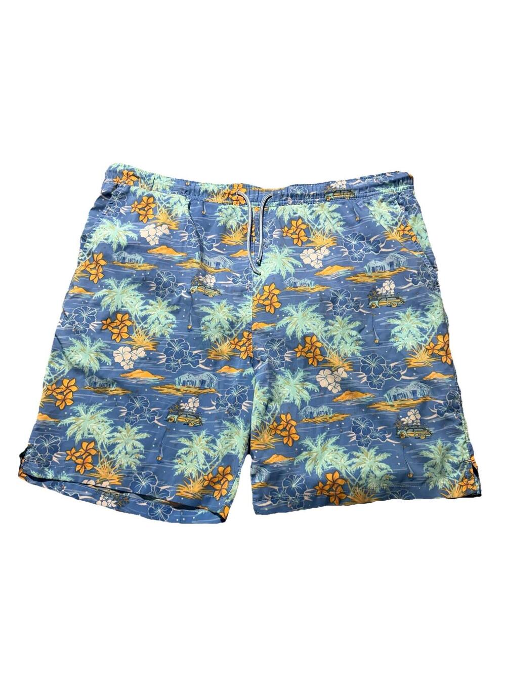 Peter Millar Seaside Blue Tropical Mesh Lined Swim Trunks Mens Large